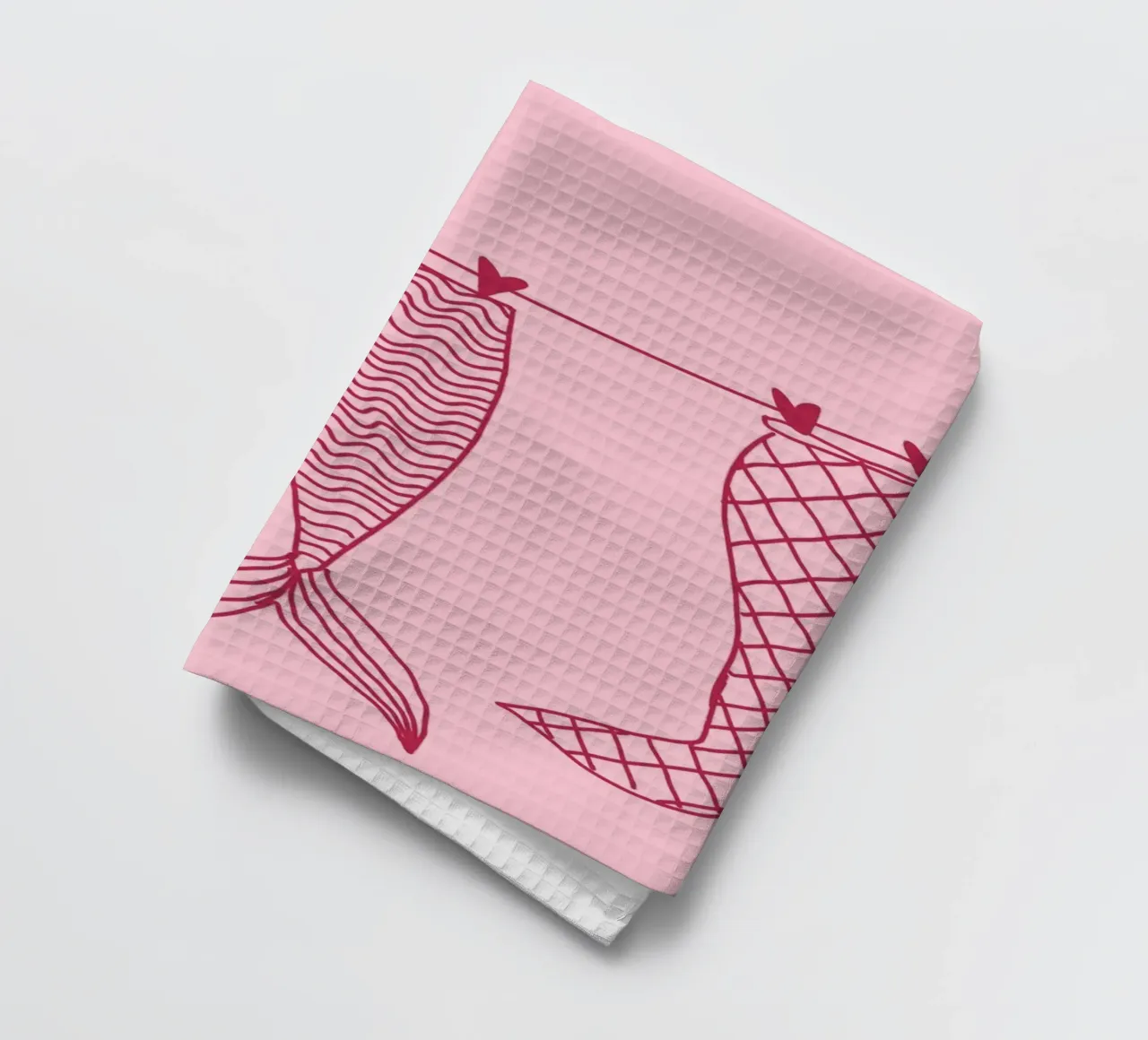 Code di sirena su uno stendino, arte minimalista canovaccio da cucina da vintagepod