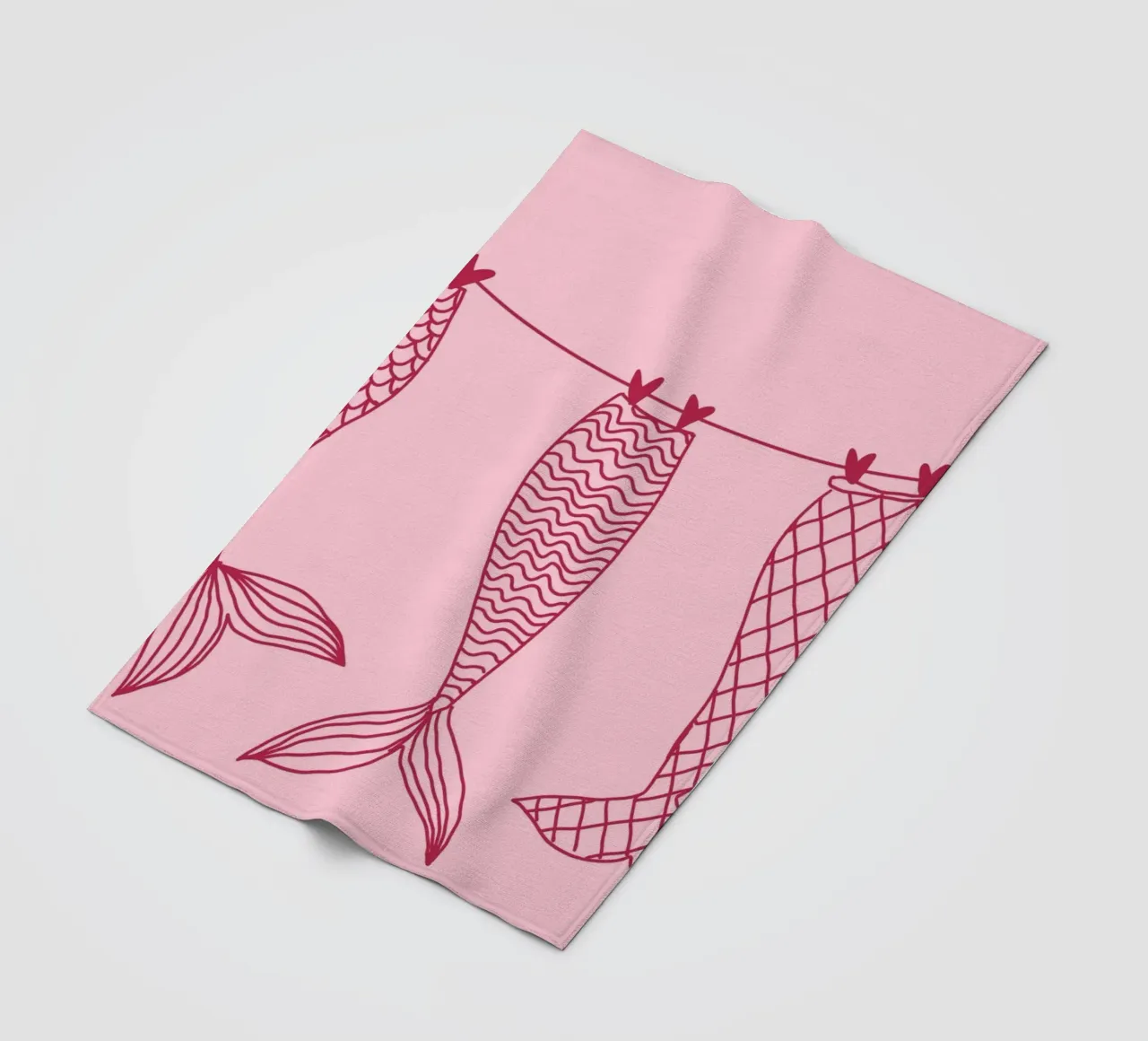 Code di sirena su uno stendino, arte minimalista coperta in pile da vintagepod