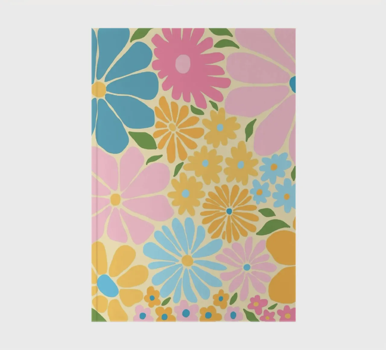 Retro Floral Pattern, Colorful Flower Power Print notebook by vintagepod