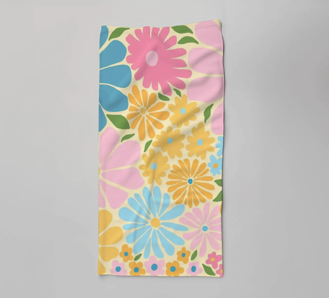 Retro Floral Pattern, Colorful Flower Power Print towel by vintagepod