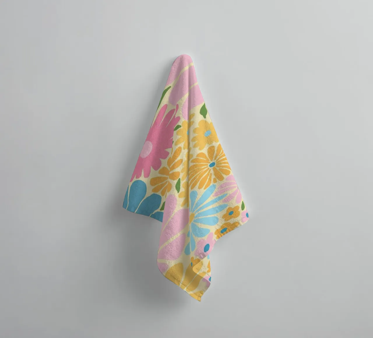 Retro Floral Pattern, Colorful Flower Power Print towel by vintagepod