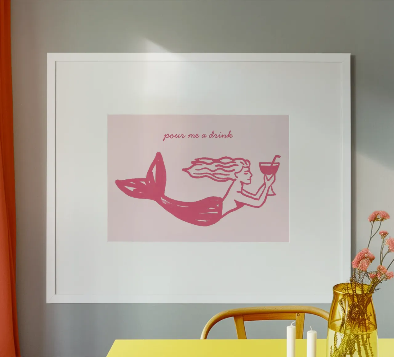 Schenk mir einen Drink ein, Meerjungfrau Kunstdruck, Strand Poster Poster von vintagepod