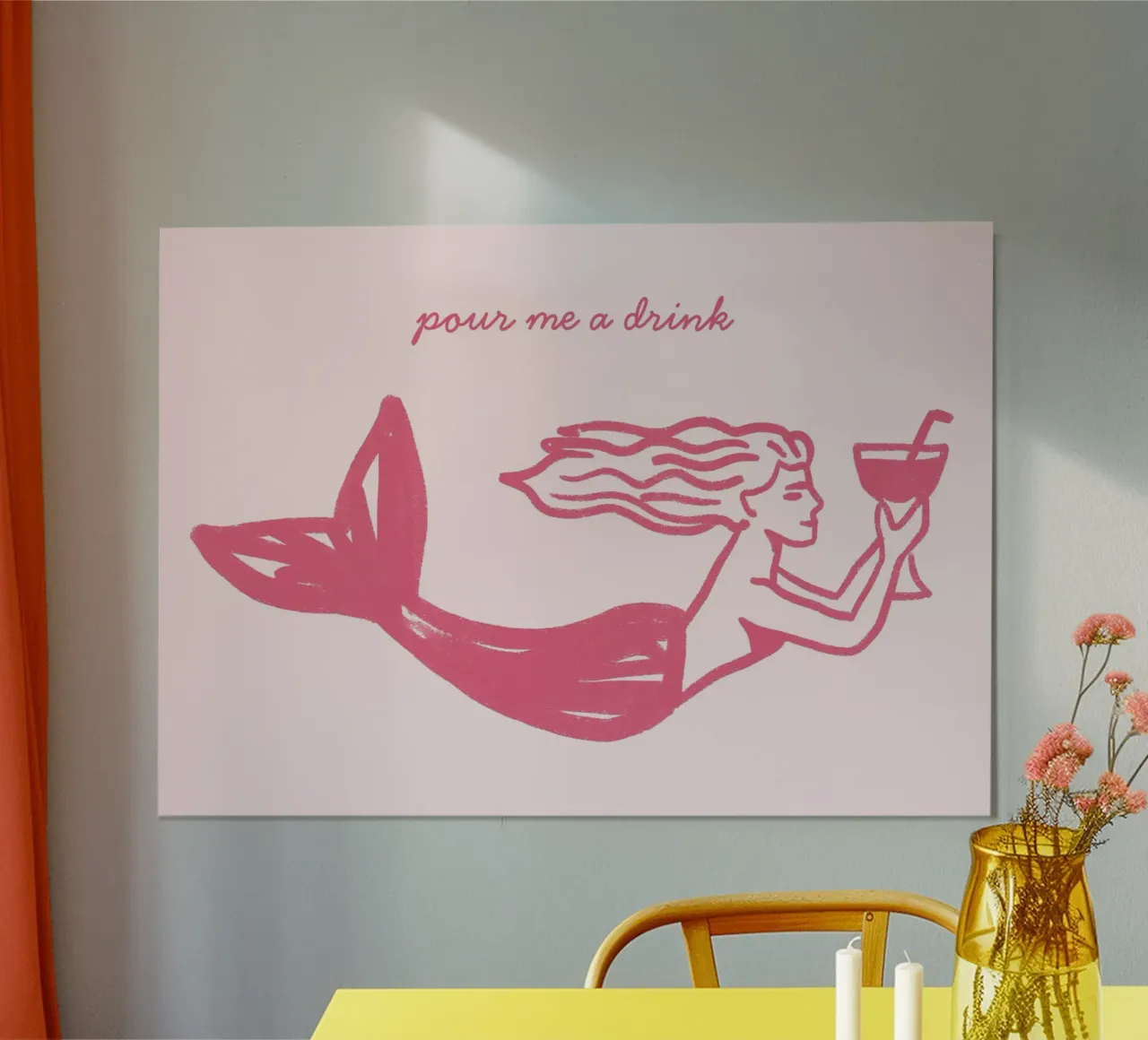 Schenk mir einen Drink ein, Meerjungfrau Kunstdruck, Strand Poster Poster von vintagepod