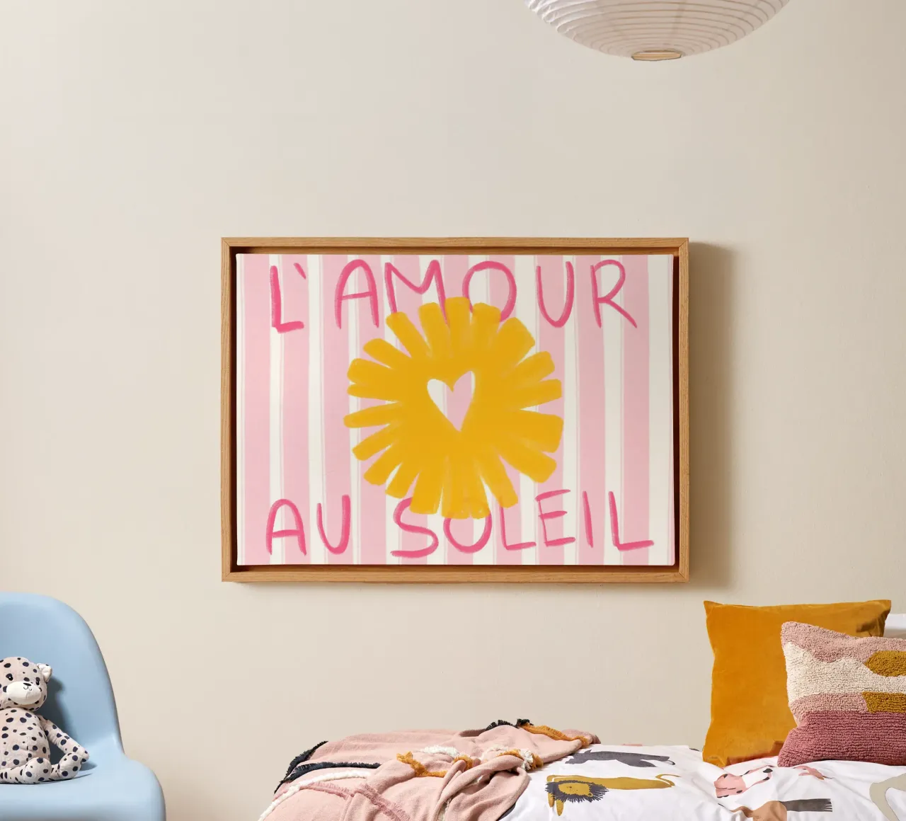 Liefde in de zon, zomerliefde kunstdruk canvas met Baklijst van vintagepod