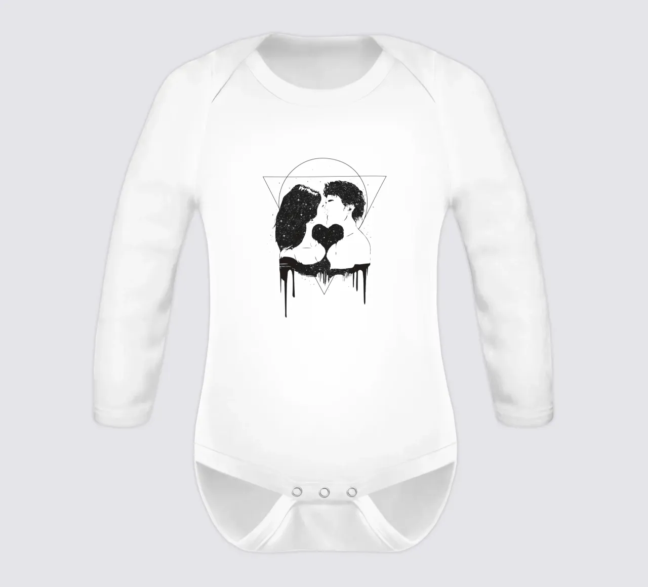 Cosmic love long-sleeve baby romper by Balazs Solti