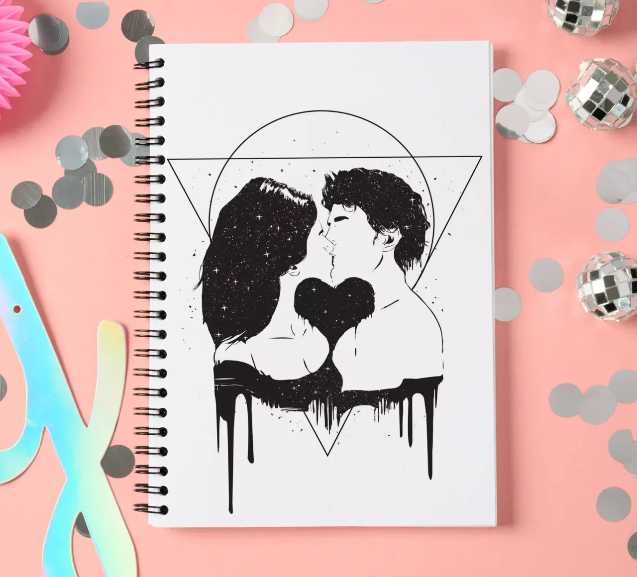 Cosmic love spiral notebook by Balazs Solti