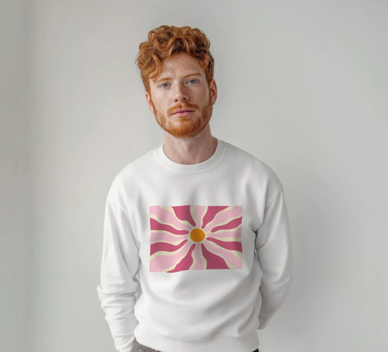 Groovy Flower, Impresión solar abstracta retro sudadera de vintagepod
