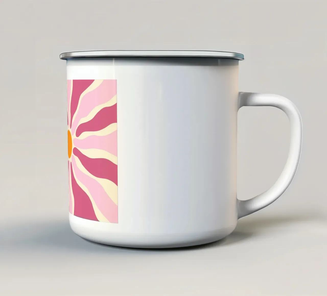 Groovy Bloem, Retro Abstracte Zonnedruk emaille mok van vintagepod
