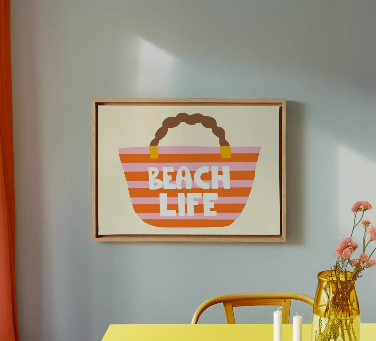 Strandleven boodschappentas, zomerkunstdruk canvas met Baklijst van vintagepod