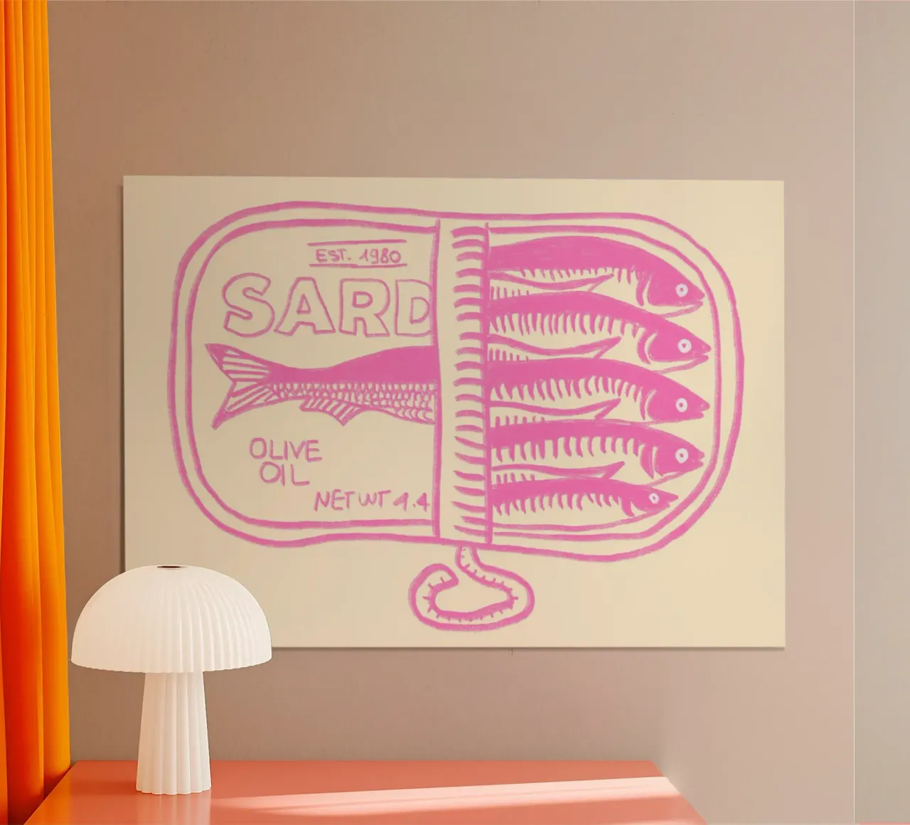 Lattina di sardine vintage, poster retrò sul cibo, arte in cucina poster da vintagepod