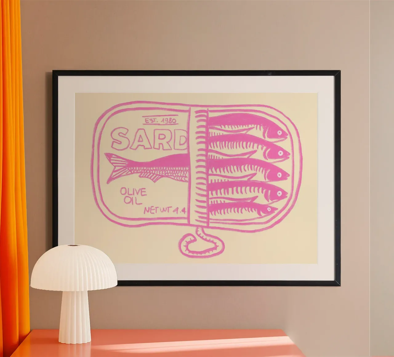 Lattina di sardine vintage, poster retrò sul cibo, arte in cucina poster da vintagepod