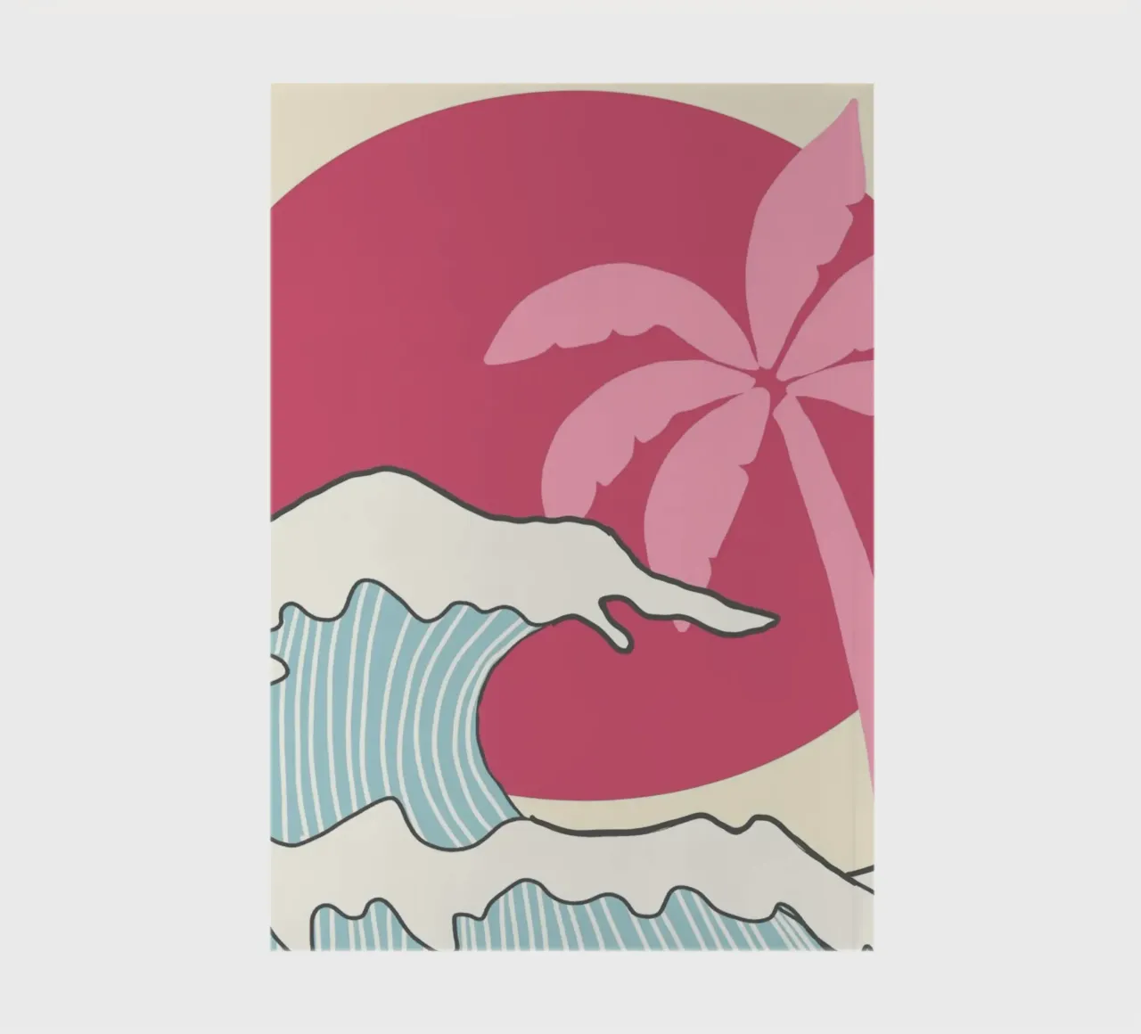 Retro Sunset Palm Tree, Ocean Waves Art Print notebook by vintagepod