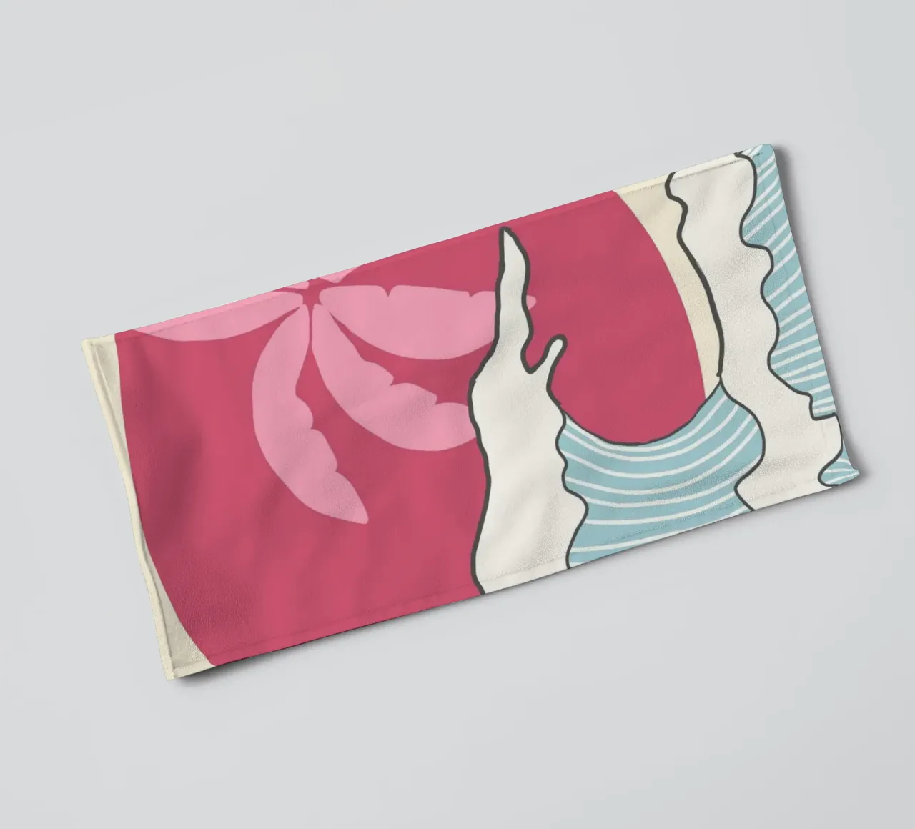 Retro Sunset Palm Tree, Ocean Waves Art Print towel by vintagepod