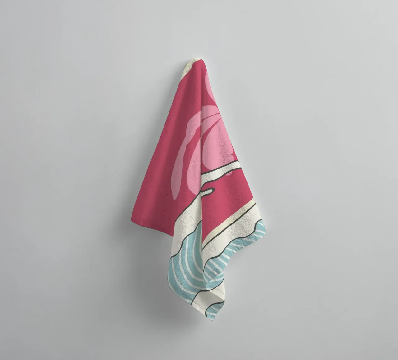 Retro Sunset Palm Tree, Ocean Waves Art Print towel by vintagepod
