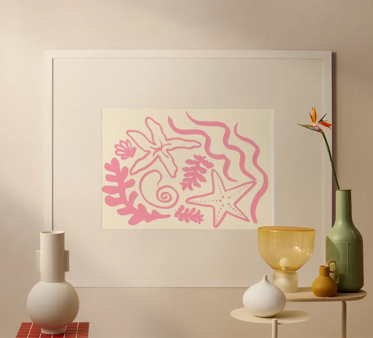 Abstract Zeeleven, Koraal Zeester Kunstdruk poster van vintagepod