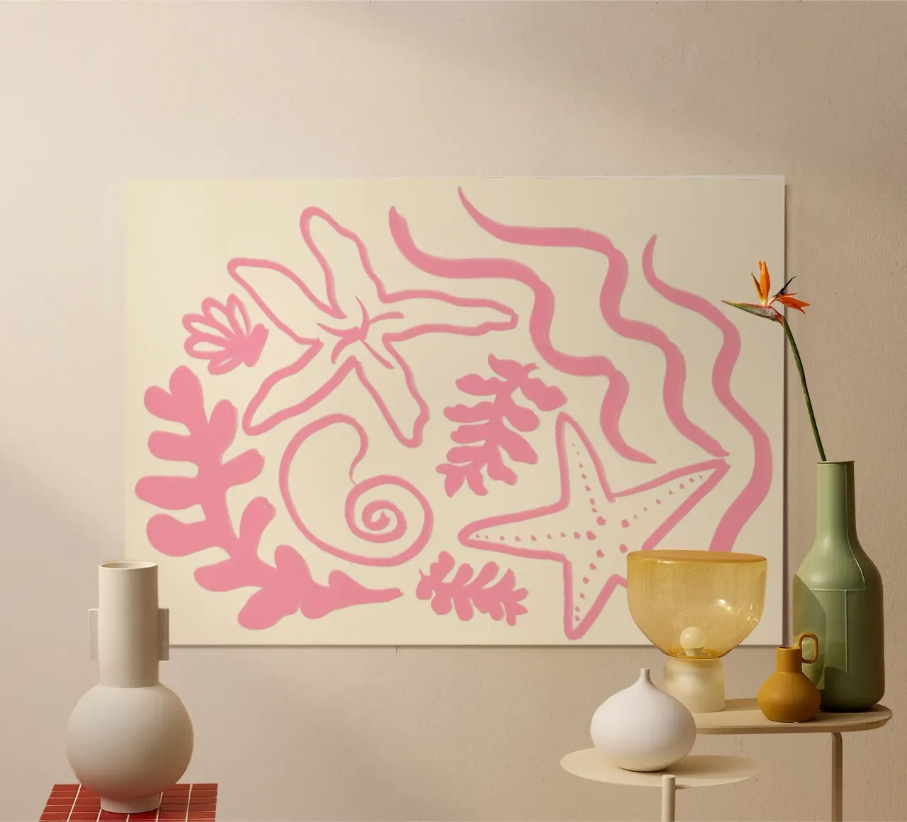 Abstract Zeeleven, Koraal Zeester Kunstdruk poster van vintagepod