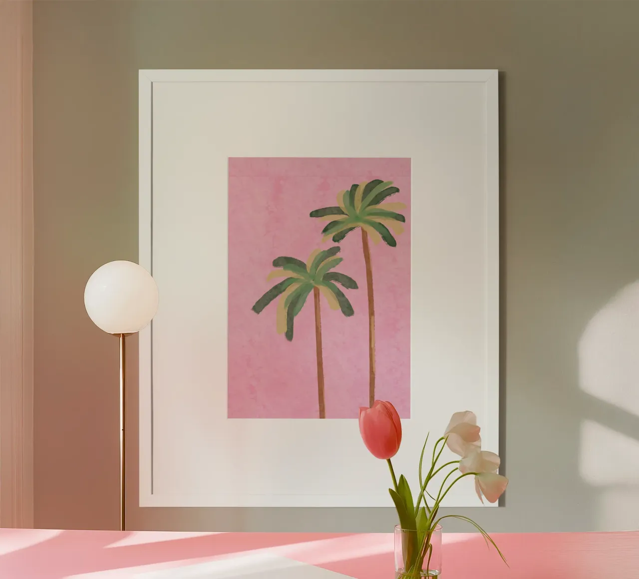 Two Palm Trees, Minimalist Tropical Art Print poster by vintagepod