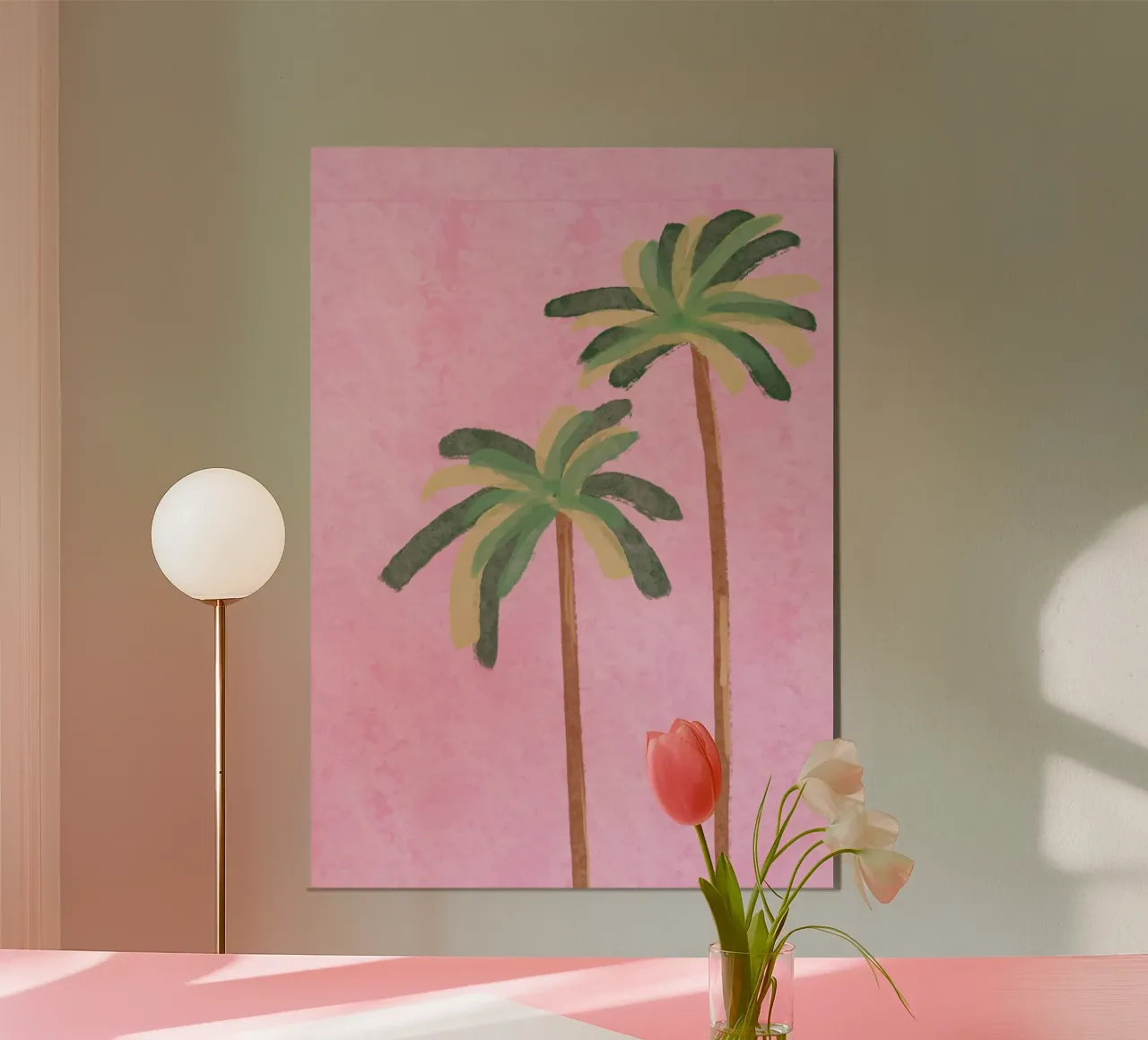 Two Palm Trees, Minimalist Tropical Art Print poster by vintagepod