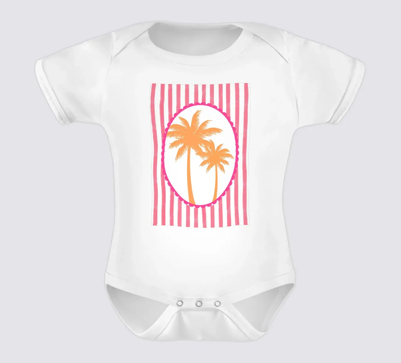 Retro Palmbomen, Abstracte Reisposter babyrompertje korte mouwen van vintagepod