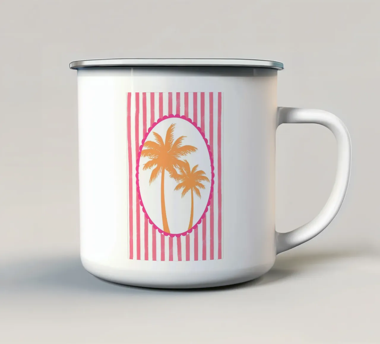Retro Palmbomen, Abstracte Reisposter emaille mok van vintagepod