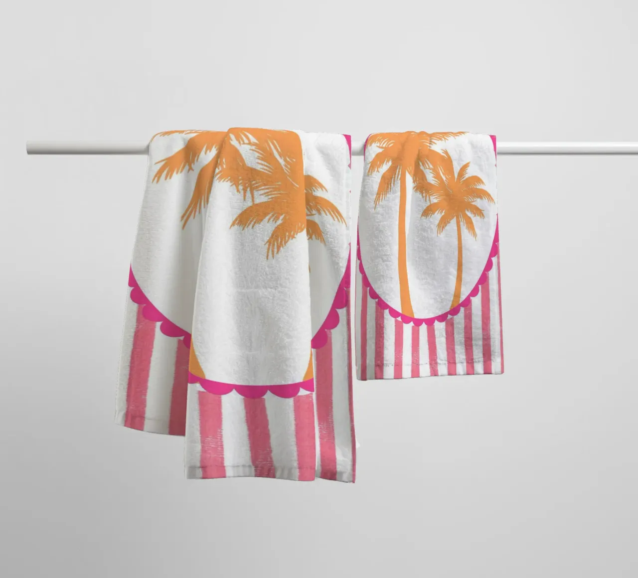 Retro Palmbomen, Abstracte Reisposter badhanddoek van vintagepod
