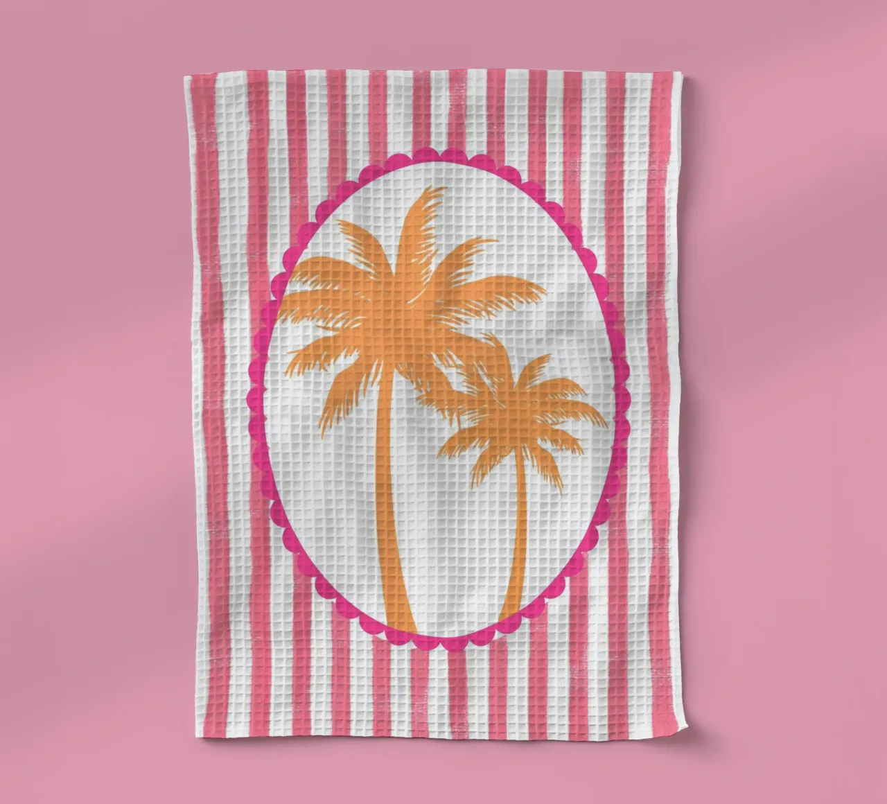 Retro Palmbomen, Abstracte Reisposter theedoek van vintagepod