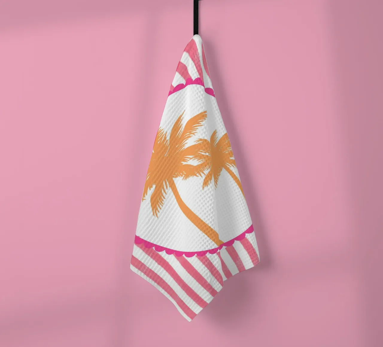 Retro Palmbomen, Abstracte Reisposter theedoek van vintagepod