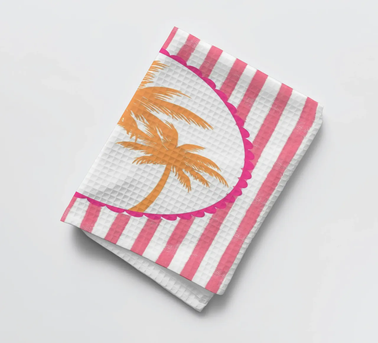 Retro Palmbomen, Abstracte Reisposter theedoek van vintagepod