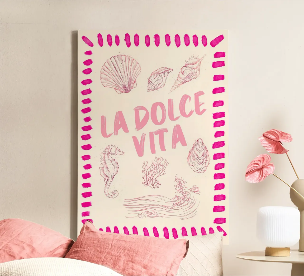 La Dolce Vita, Seashells and Ocean Art Print canvas with Floater frame by vintagepod