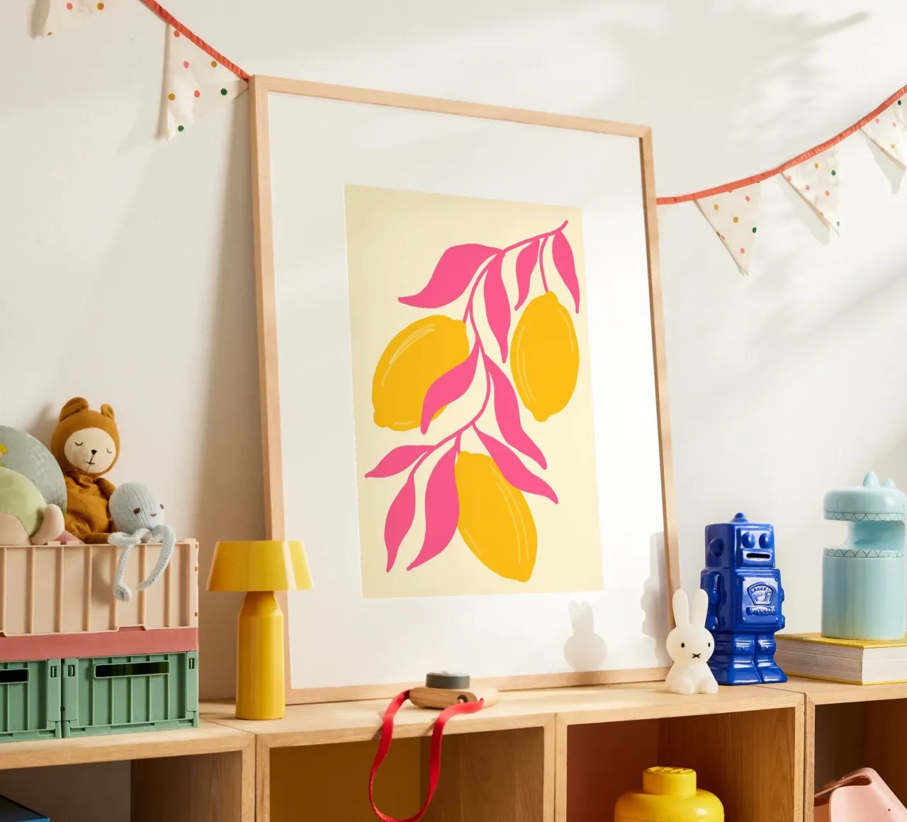 Minimalistischer Zitronenzweig, Zitrusfrüchte Kunstdruck Poster von vintagepod