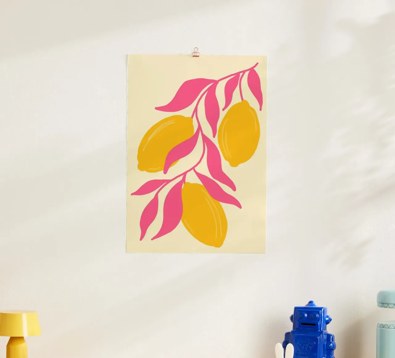 Minimalistischer Zitronenzweig, Zitrusfrüchte Kunstdruck Poster von vintagepod