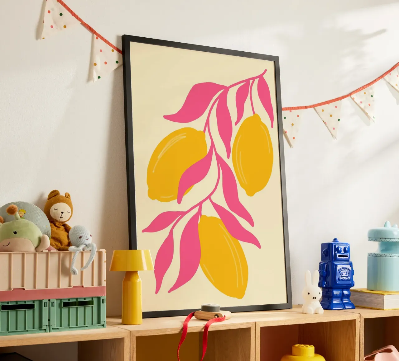 Minimalistischer Zitronenzweig, Zitrusfrüchte Kunstdruck Poster von vintagepod