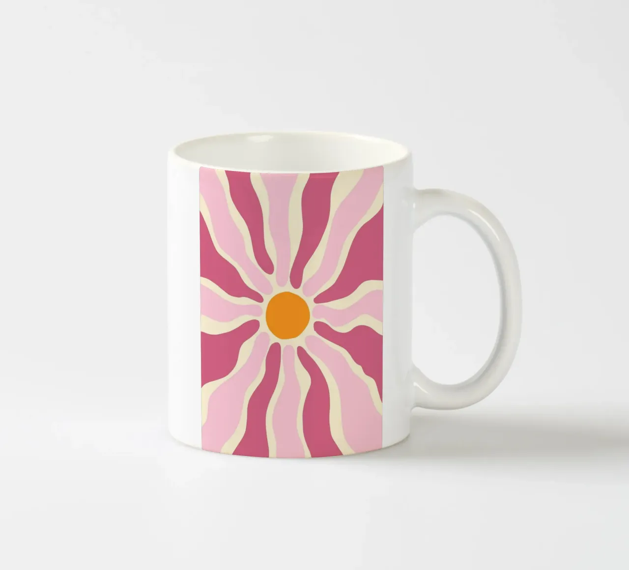 Retro Bloemen Zon, Groovy Abstracte Kunstdruk keramische mok van vintagepod