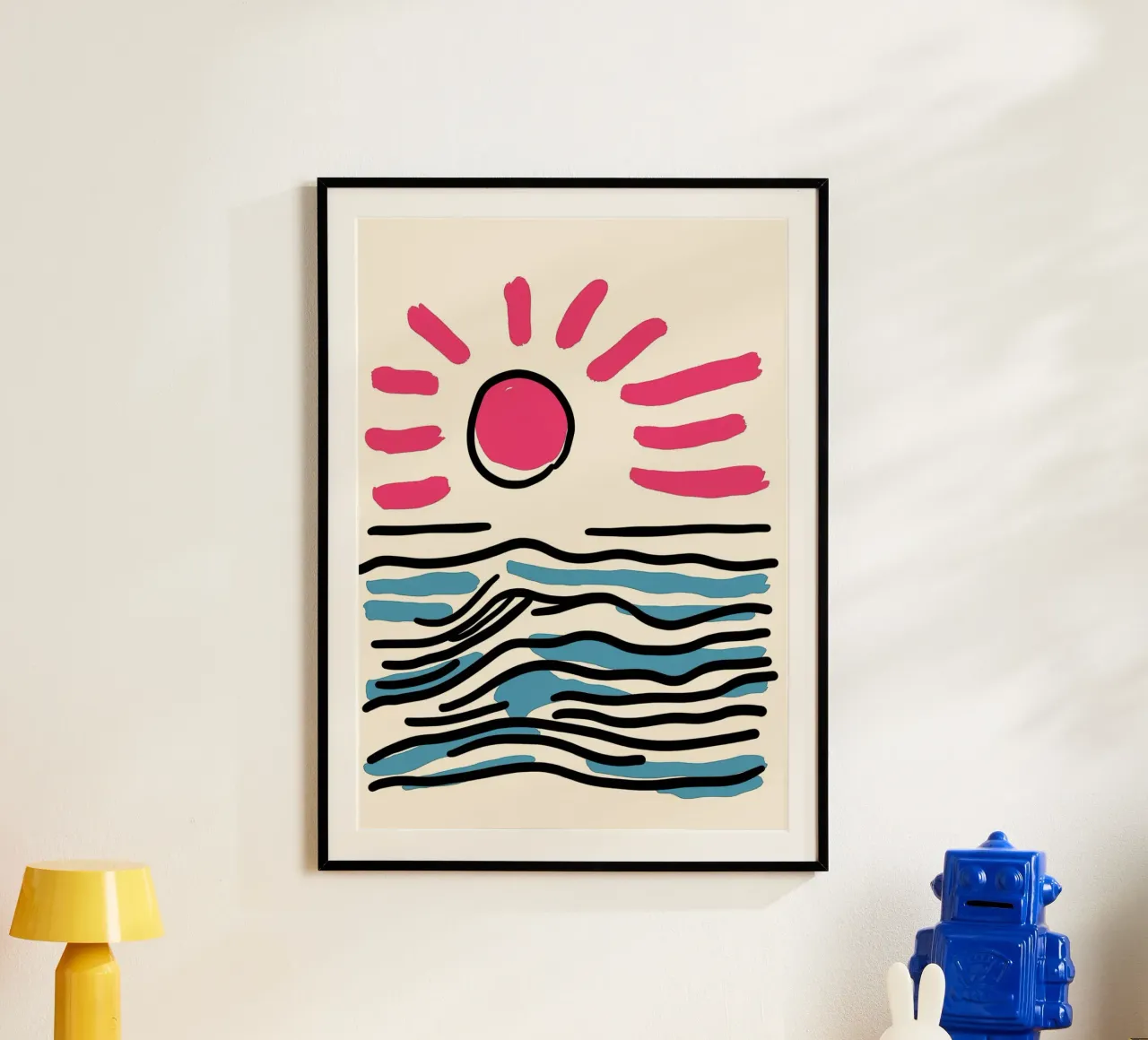 Alba astratta sull'oceano, arte minimalista sulla spiaggia poster da vintagepod