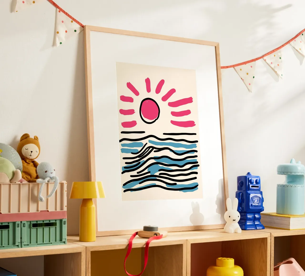 Alba astratta sull'oceano, arte minimalista sulla spiaggia poster da vintagepod