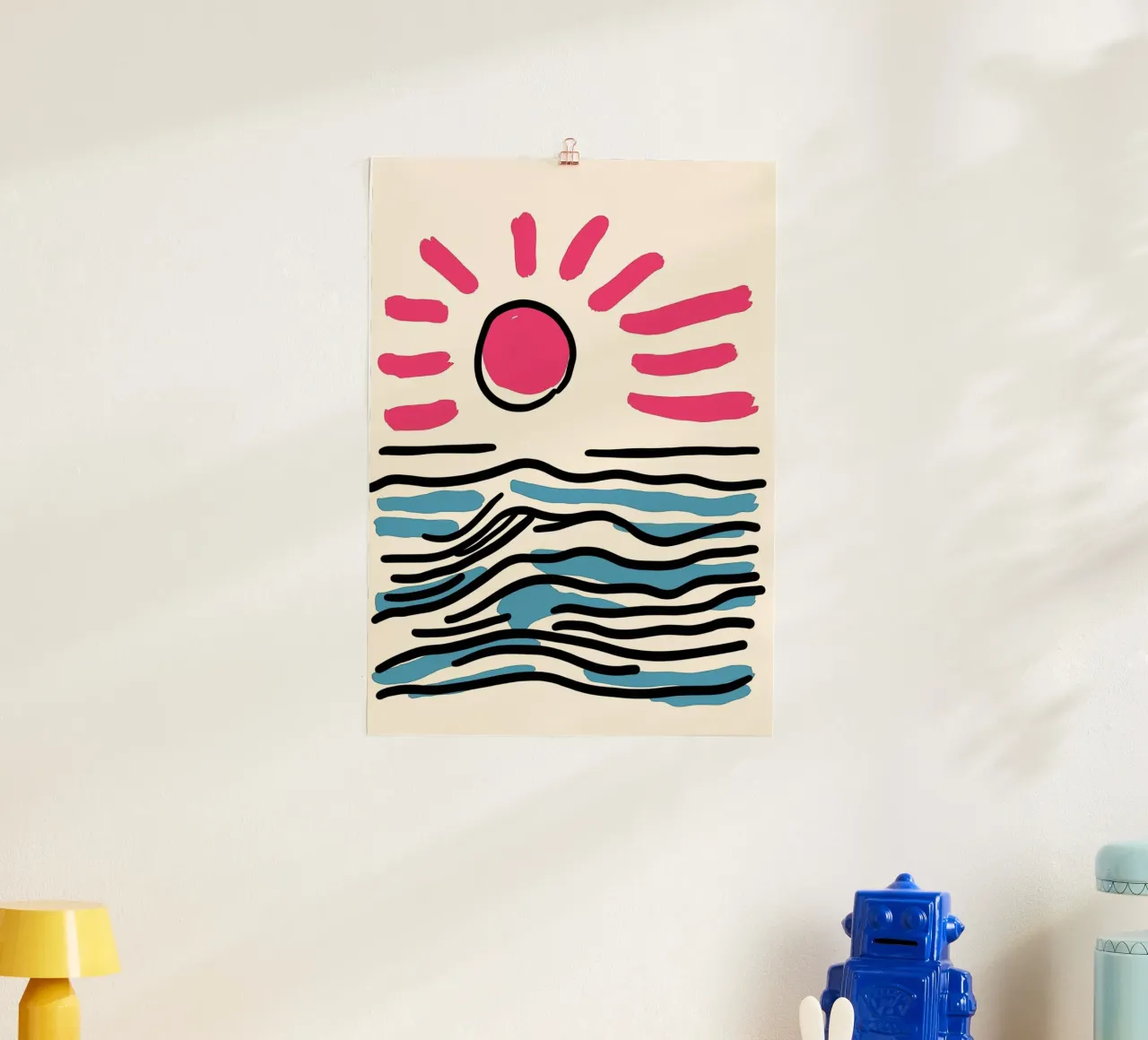 Alba astratta sull'oceano, arte minimalista sulla spiaggia poster da vintagepod