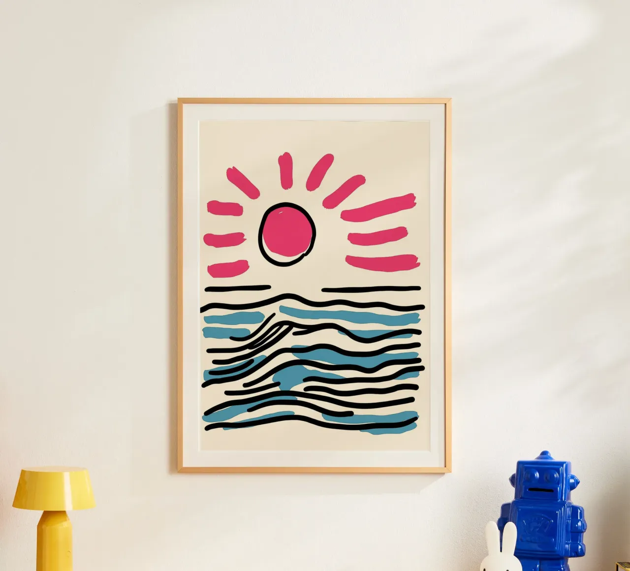 Alba astratta sull'oceano, arte minimalista sulla spiaggia poster da vintagepod