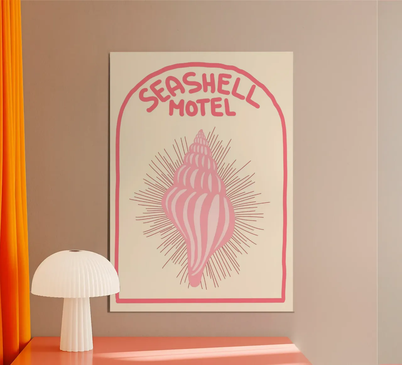 Seashell Motel, Vintage Reisposter, Boho Kunst poster van vintagepod