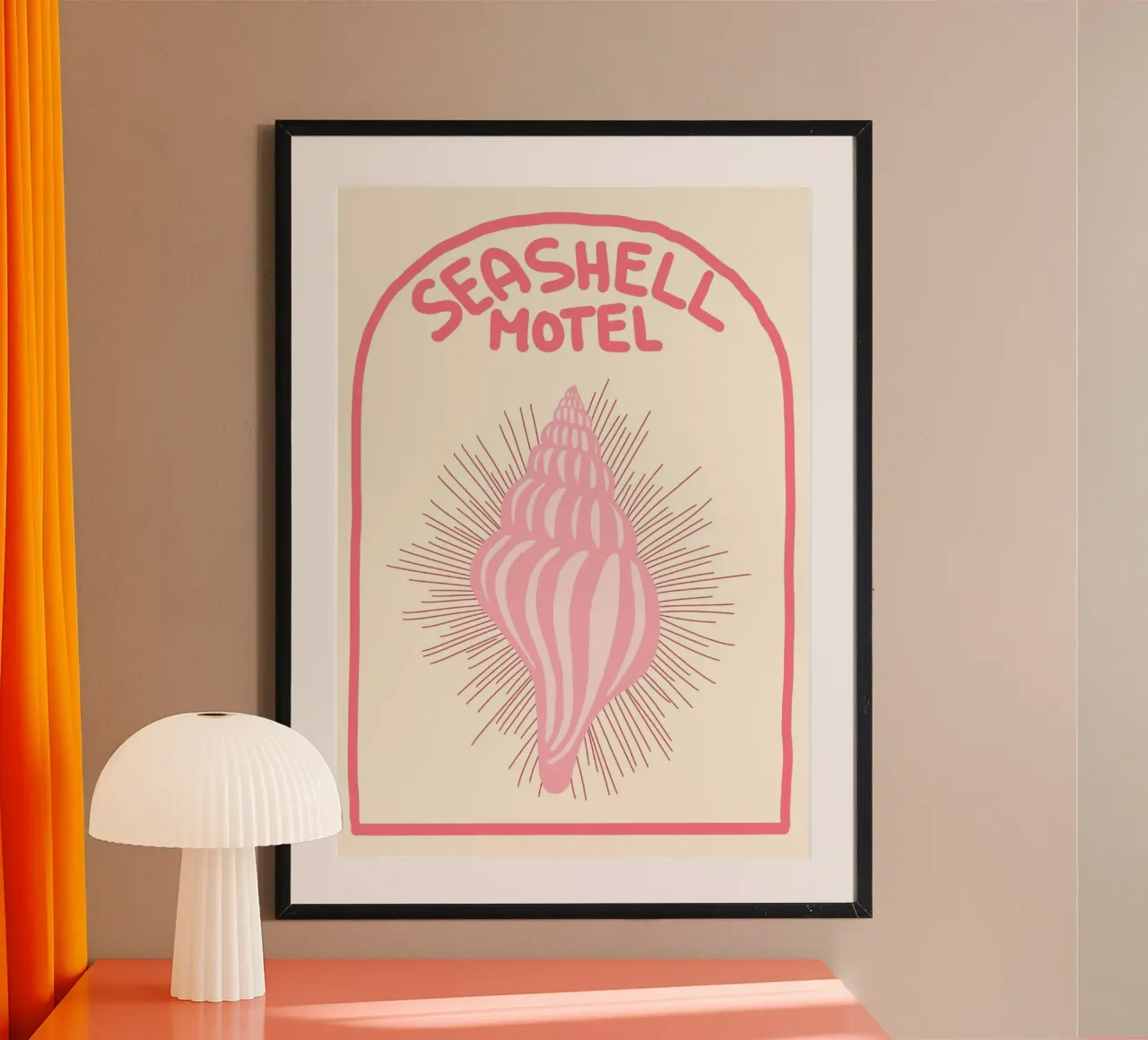 Seashell Motel, Vintage Reisposter, Boho Kunst poster van vintagepod
