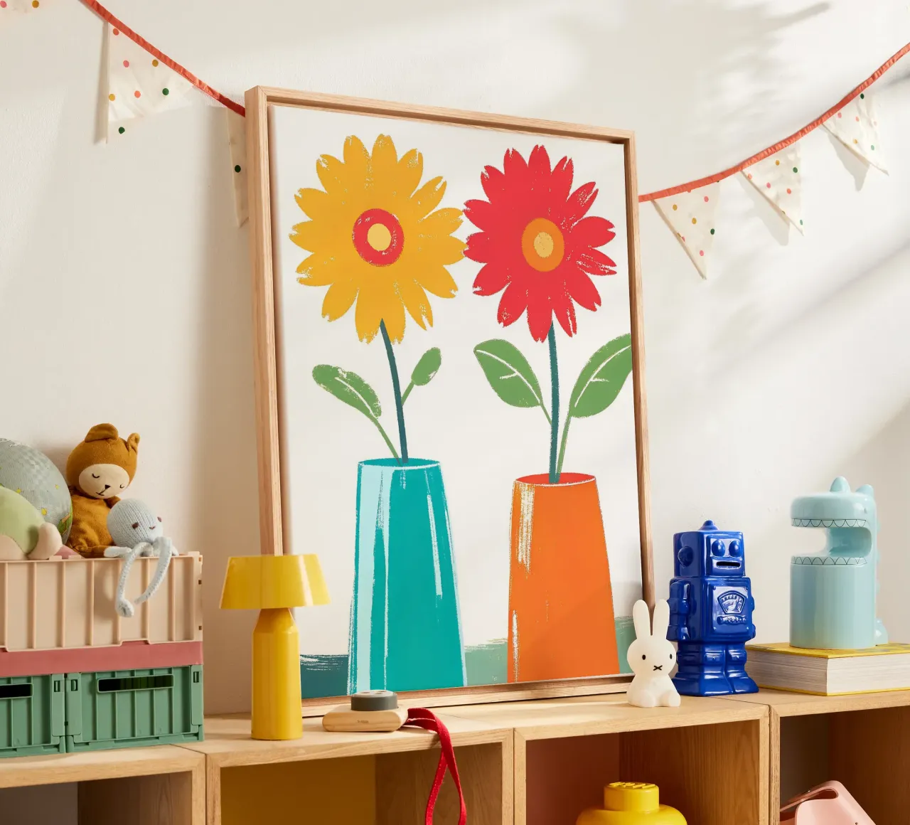 Garbera bloemenvaas canvas met Baklijst van PREKETEWE
