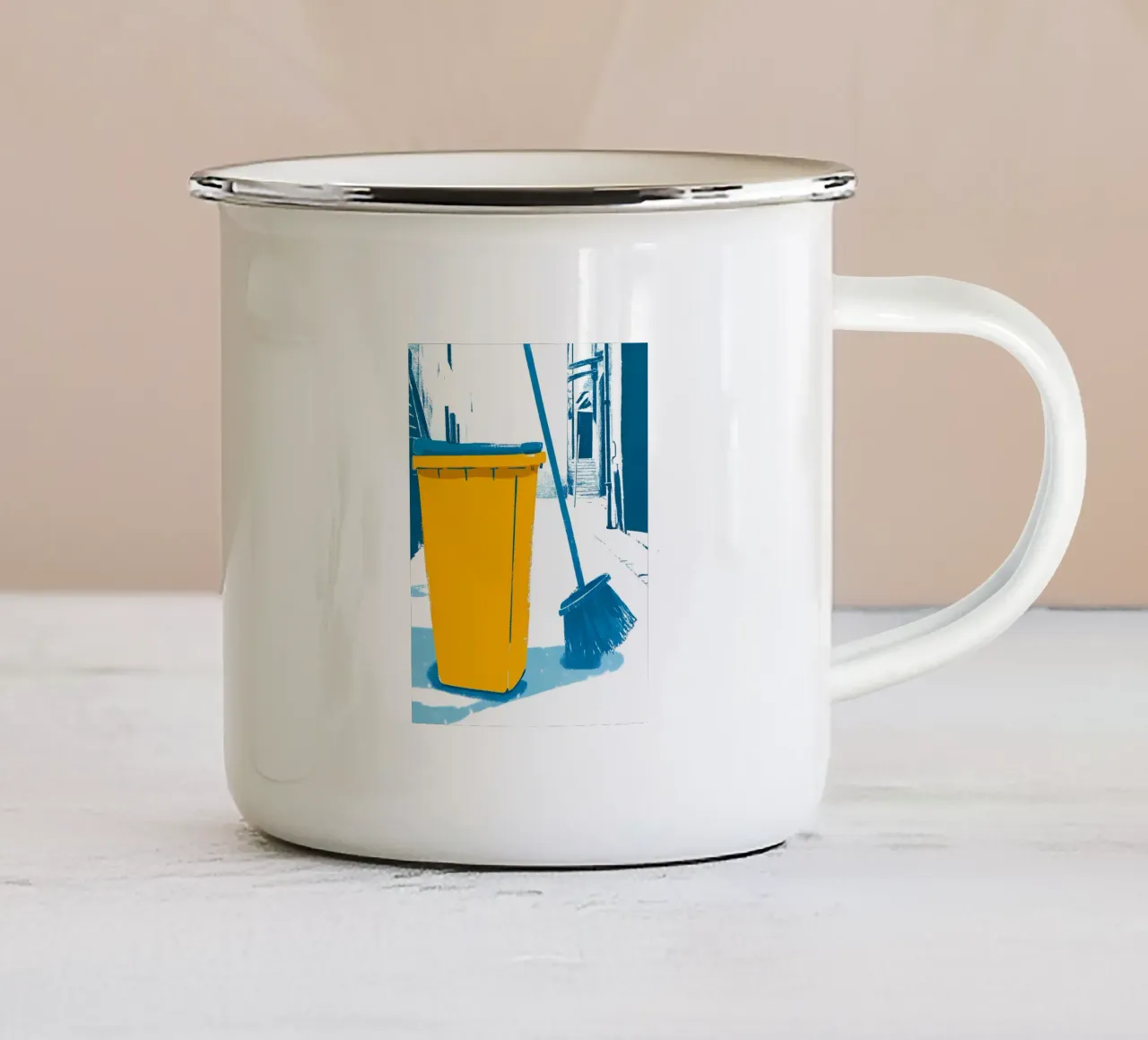 Cestino e scopa tazza in smalto da PREKETEWE