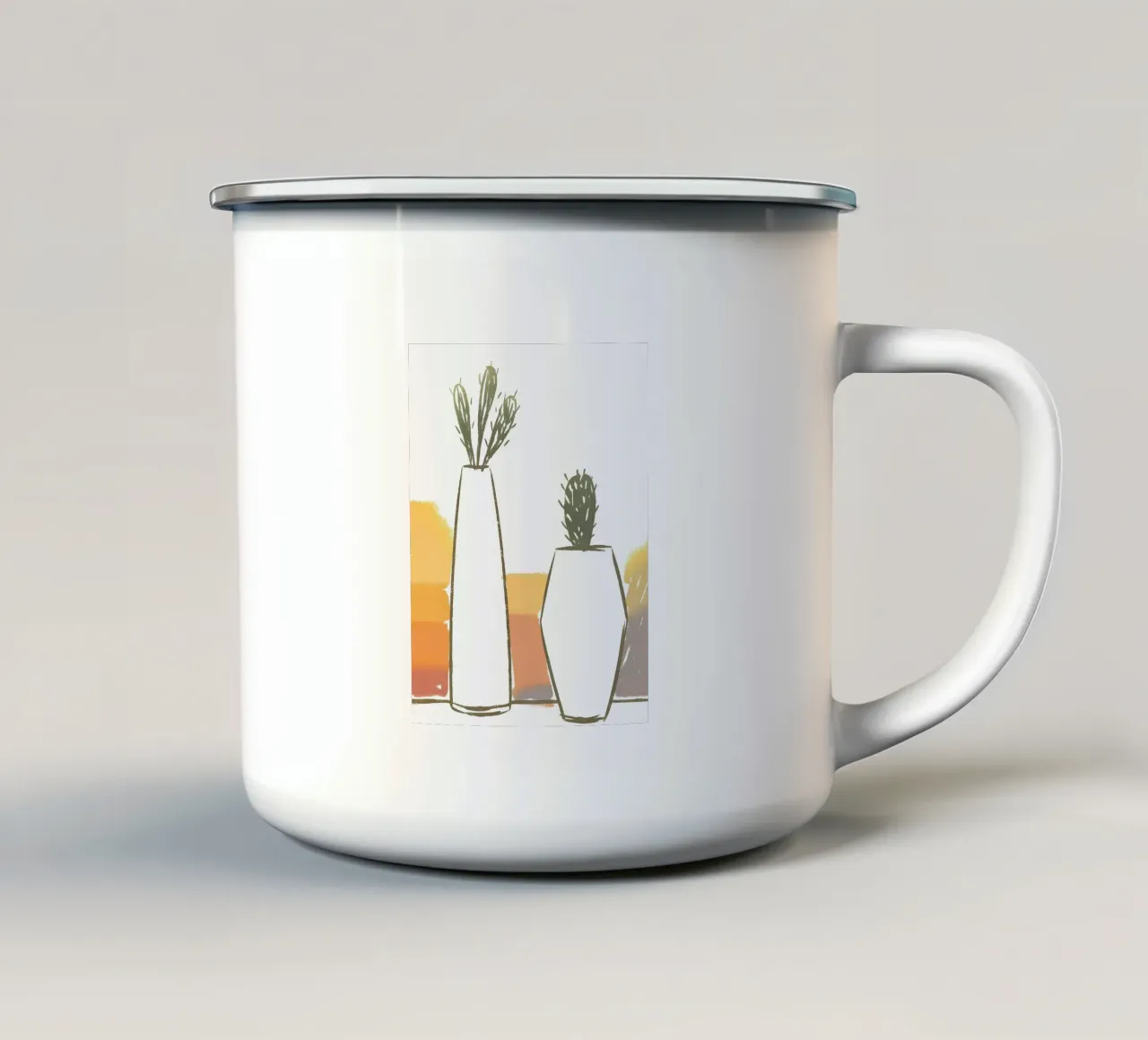 Twee cactusvazen emaille mok van PREKETEWE