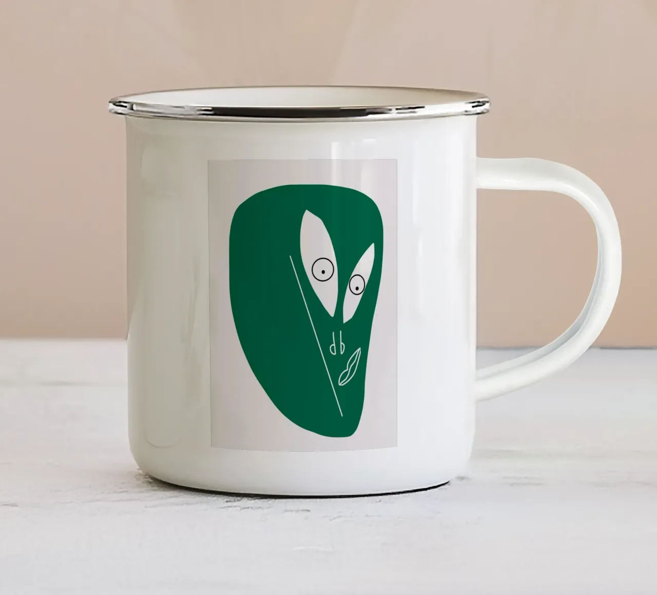 Caricatura verde tazza in smalto da Little Dean