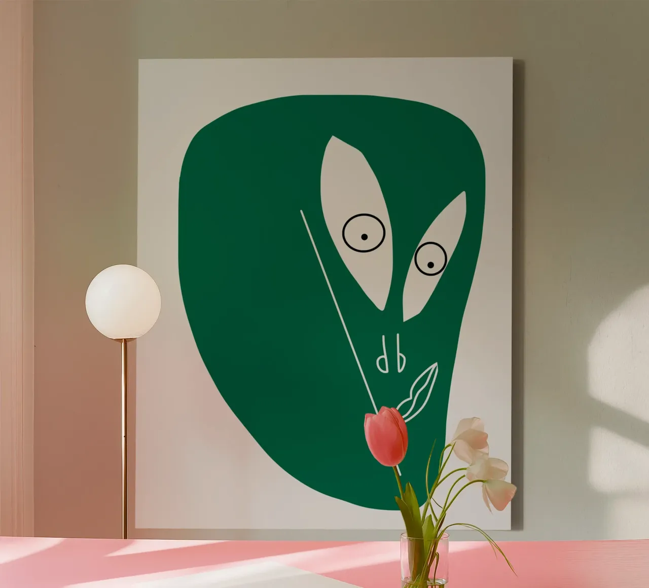 Groene karikatuur canvas met Baklijst van Little Dean