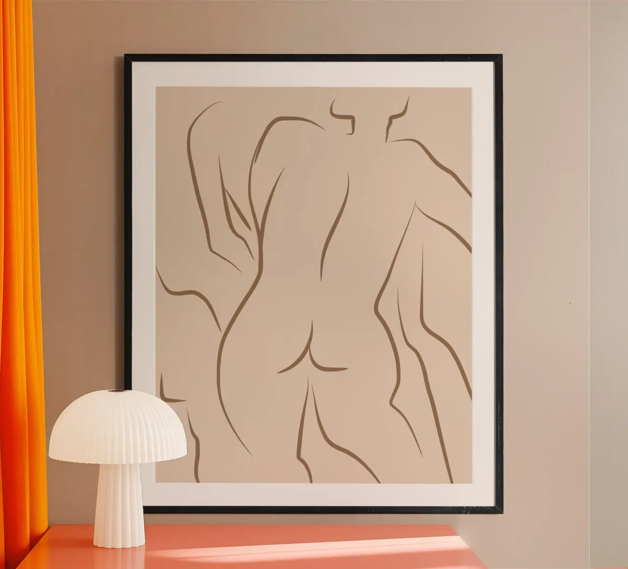 Line art nudo 05 poster con telaio in alluminio da Little Dean