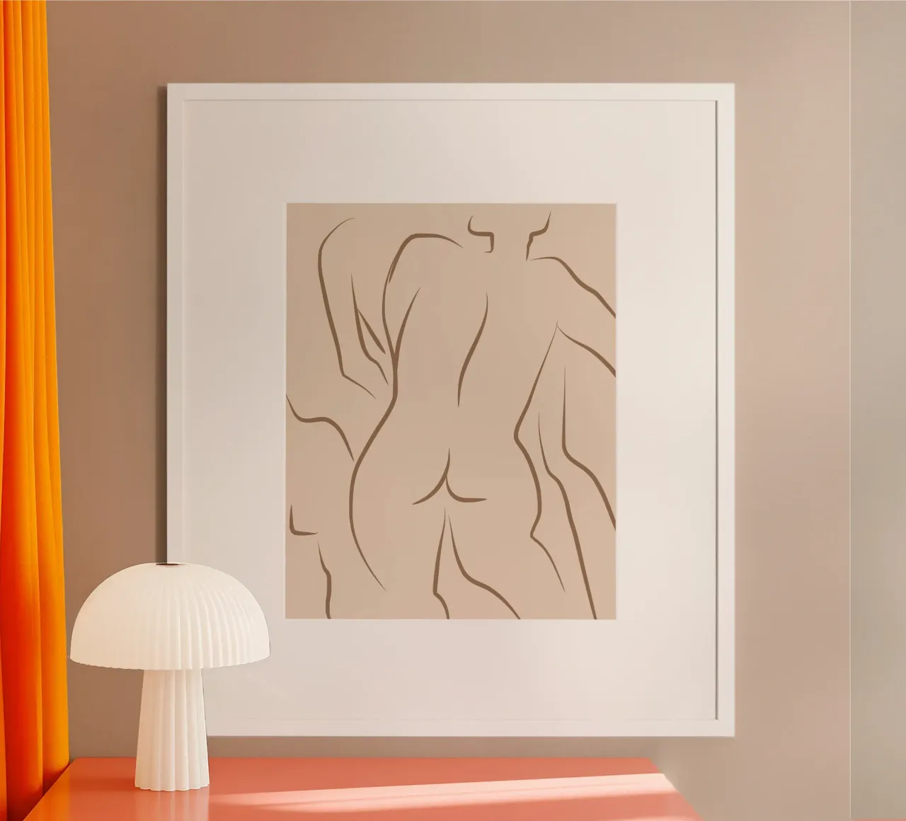 Line art nudo 05 poster con telaio in alluminio da Little Dean