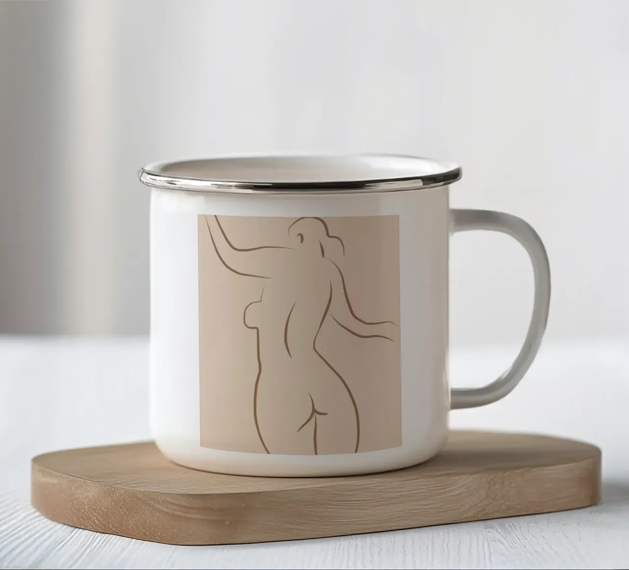Line art nudo 06 tazza in smalto da Little Dean
