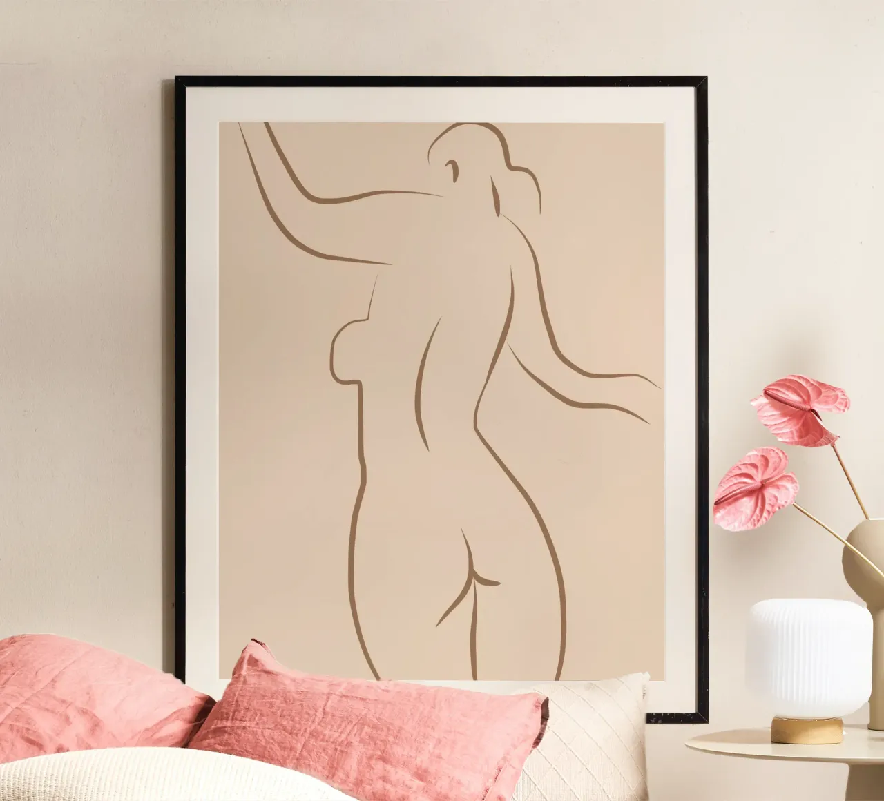 Line art nudo 06 poster con telaio in alluminio da Little Dean