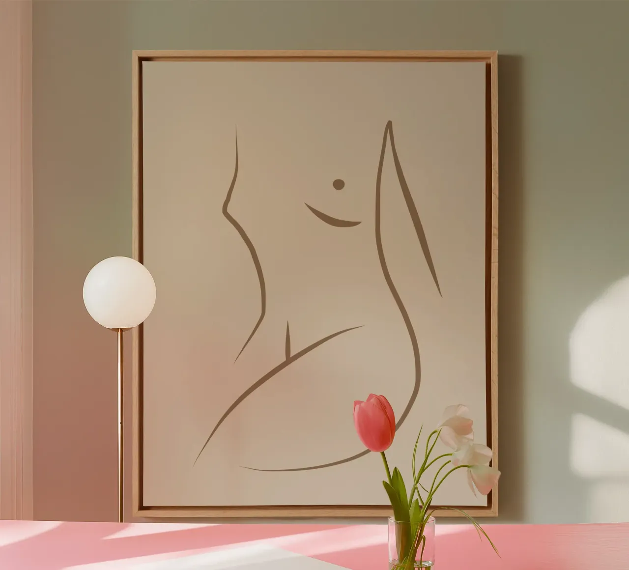 Line art nudo 07 tela con Cornice a cassetta da Little Dean