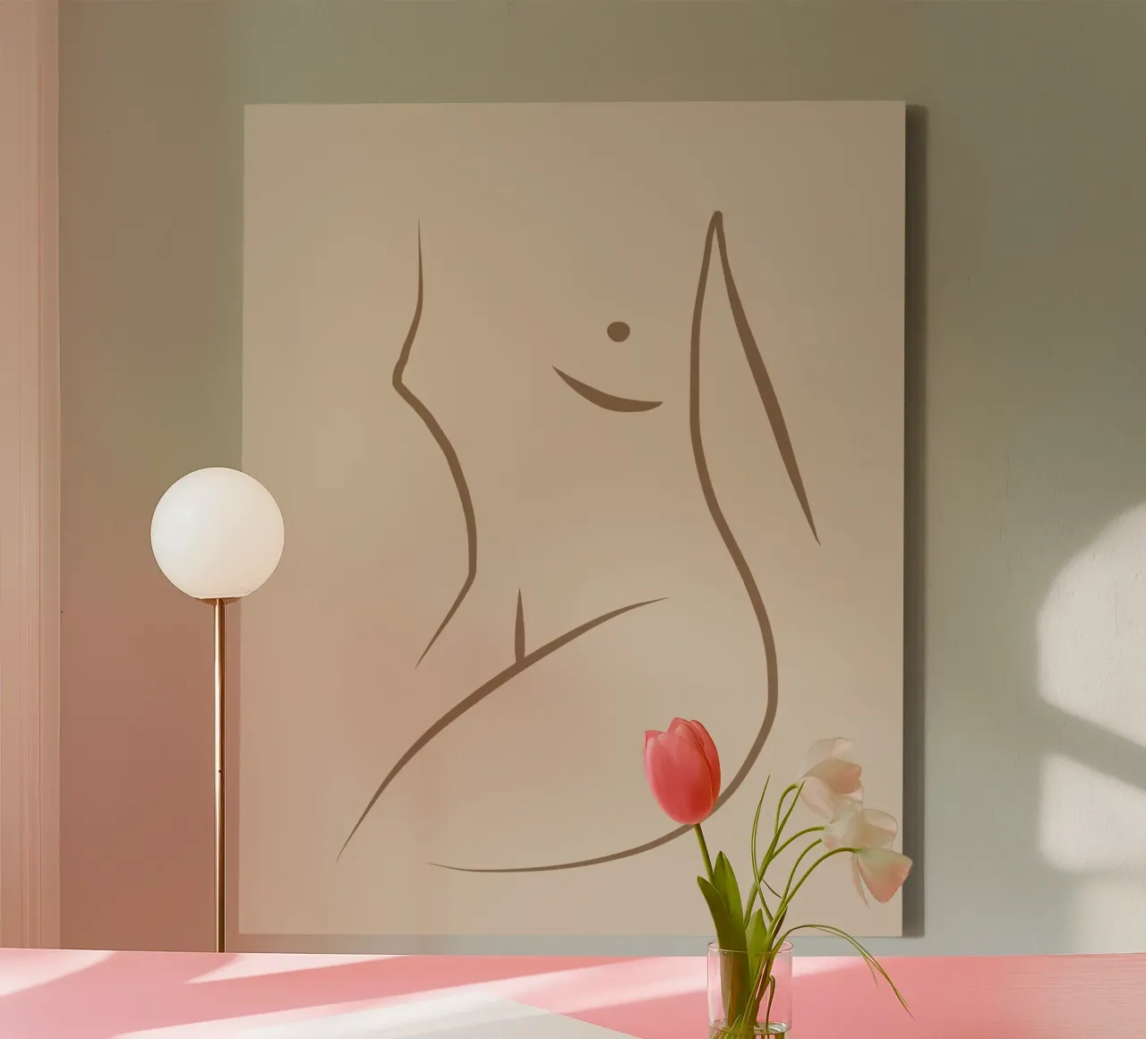 Line art nudo 07 tela con Cornice a cassetta da Little Dean
